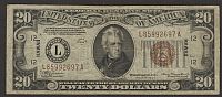 Fr.2305, 1934A $20 Hawaii Federal Reserve Note, L-A Block, Very Fine